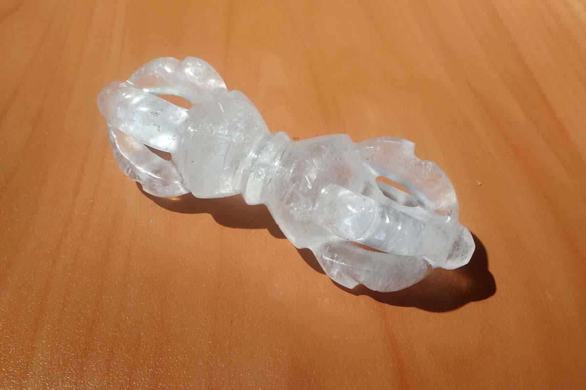 Buddhist Himalaya Crystal Vajra | Hand Made Crystal Dorje | Healing, Meditation,Reiki Tantric Natural Quartz Thunderbolt Viswa Vajra | Vajra