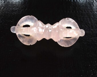 Tibetan Buddhist Rose Quartz Vajra | Handmade Pink Quartz Dorje | Healing,Meditation,Reiki Tantric Natural Quartz Thunderbolt Vishwa Vajra