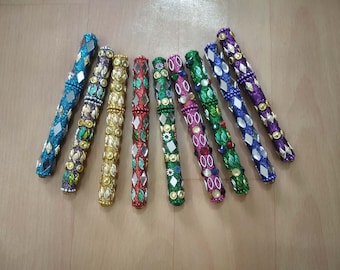 Handmade Lacquer With Small Size Glass Pieces Fancy Pens | Ball Pen | Lacquer Pen | Traditional Indian Art | Birthday Gift| Rajasthani Craft
