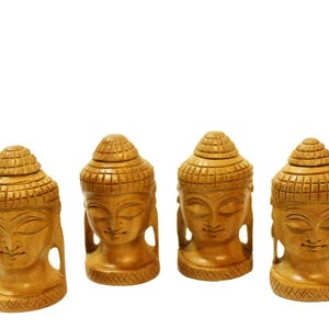 3&quot;Inches Small Wooden Buddha Head Statue | Wooden Statue For Prayer | Lord Buddha Statue | Feng Shuai Statue | Handmade  Spiritual Buddha