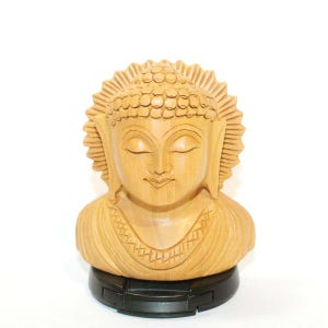3&quot;Inches Wooden Buddha Head Statue | Wooden Statue For Prayer | Lord Buddha Statue | Feng Shuai Statue | Healing  Buddha | Handmade  Buddha