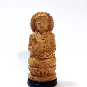 Wooden Buddha Statue | 5&quot;Inches Wooden Statue For Prayer | Buddha Statue For Housewarming | Feng Shuai Statue | Handmade Buddha For Gift