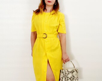 long yellow shirt dress