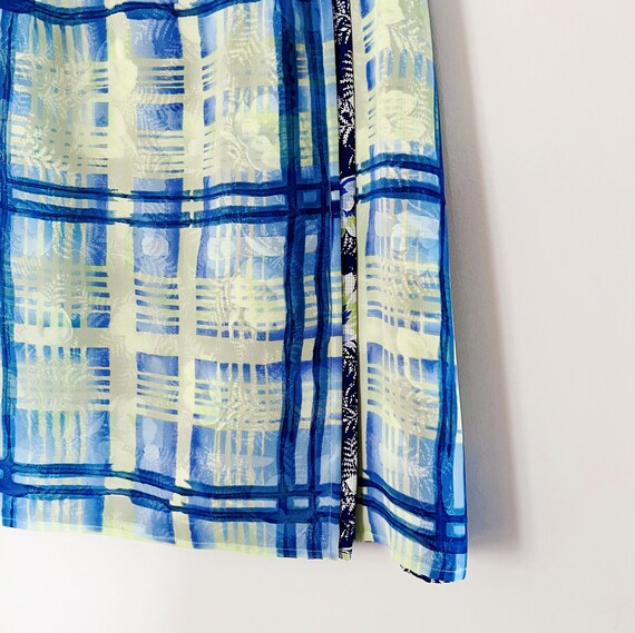 90s Reversible Floral Plaid Print Wrap Skirt | Sm… - image 3