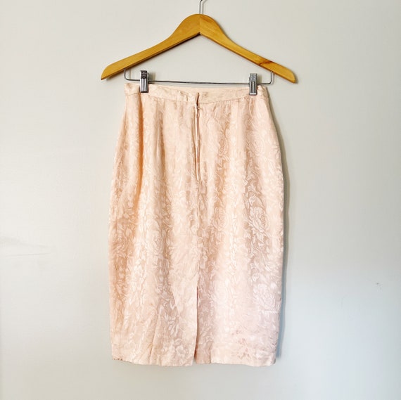 90s Blush Pink Floral Silky Slip Skirt | Small - image 5