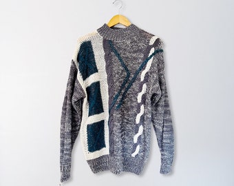 90s Chunky Hand Knit Oversized Abstract Sweater | One Size