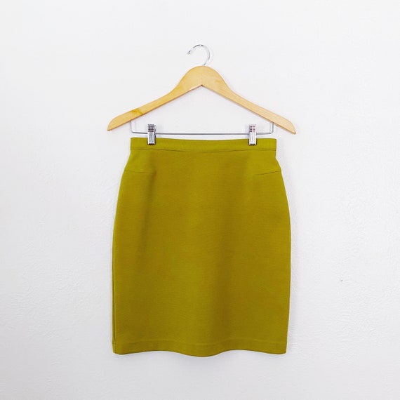 90s Lime Green Ponte Stretch Mini Skirt | Small - image 1