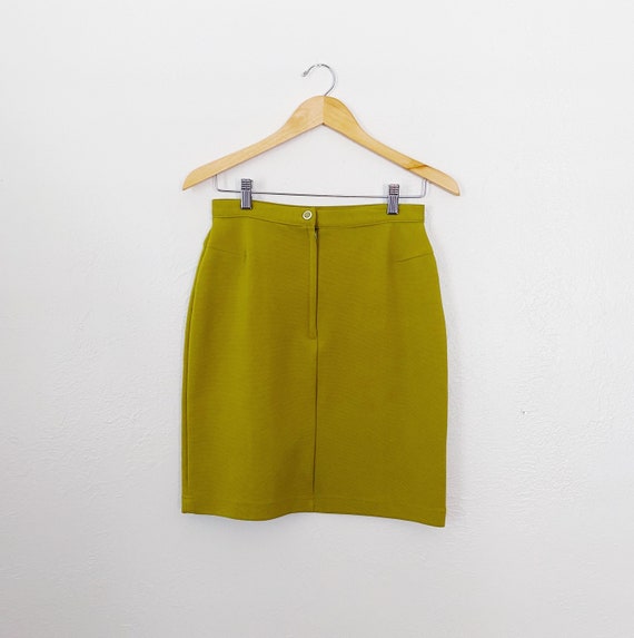 90s Lime Green Ponte Stretch Mini Skirt | Small - image 3