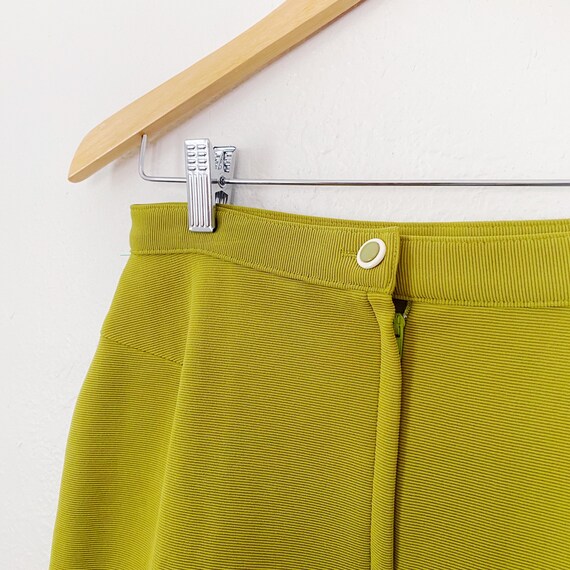 90s Lime Green Ponte Stretch Mini Skirt | Small - image 4