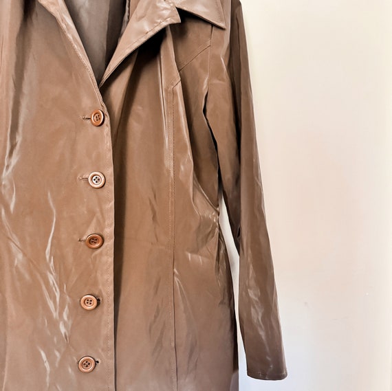 90s RAMPAGE Chocolate Brown Pleather Trench | Med… - image 2