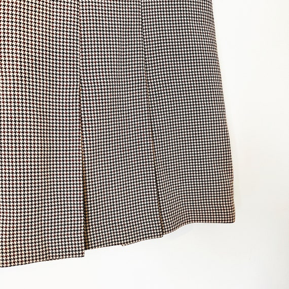 90s Brown Houndstooth Pleated Mini Skirt | Small - image 3