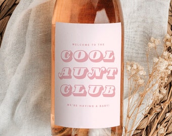 Cool Aunt Club Pregnancy Announcement for Aunt, Aunt Gift, Auntie Gift, Pregnancy Announcement Ideas, Wine Label Pregnancy Reveal