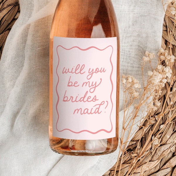 Bridesmaid Proposal Wine Label, Bridesmaid Wine Label, Aesthetic, Maid of Honor Proposal, Unique Bridesmaid Gift Box, Be My Bridesmaid