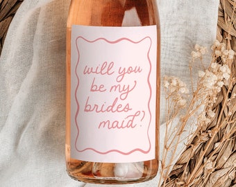 Bridesmaid Proposal Wine Label, Bridesmaid Wine Label, Aesthetic, Maid of Honor Proposal, Unique Bridesmaid Gift Box, Be My Bridesmaid