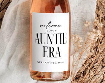 Auntie Era Baby Announcement for Aunt, New Aunt Gift, Auntie Gift, Pregnancy Announcement Ideas, Wine Label Pregnancy Reveal