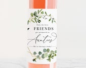 Pregnancy Announcement for Friends, Aunts, Uncles, Pregnancy Announcement Ideas, Wine Label Pregnancy Reveal, Watercolor Succulent