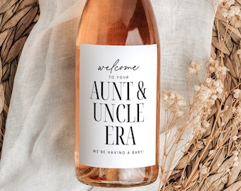 Aunt Uncle Era Baby Announcement, Pregnancy, New Aunt Uncle Gift, Auntie Gift, Pregnancy Announcement Ideas Friends, Wine Label, Reveal