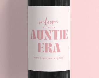 Auntie Era Baby Announcement for Aunt, New Aunt Gift, Auntie Gift, Pregnancy Announcement Ideas, Wine Label Pregnancy Reveal