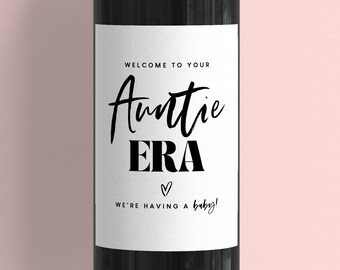 Baby Announcement for Aunt, Auntie Era, New Aunt Gift, Auntie Gift, Pregnancy Announcement Ideas, Wine Label Pregnancy Reveal