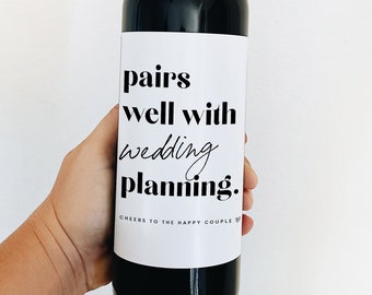 Engagement Gifts for Her, Engagement Gift Ideas, Engagement Party Gifts, Wedding Planning, Fiance, Wine Labels, Wine Bottle, Black White