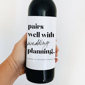 Engagement Gifts for Her, Engagement Gift Ideas, Engagement Party Gifts, Wedding Planning, Fiance, Wine Labels, Wine Bottle, Black White