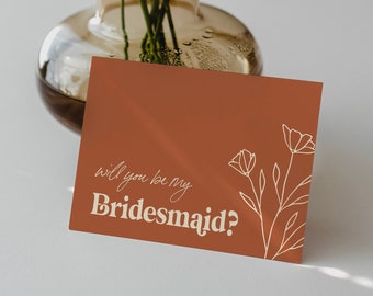 Bridesmaid Proposal Card, Will You Be My Bridesmaid, Maid of Honor, Bridesmaid Gift, Rust, Terracotta, Boho Wedding, Box, Bridesmaid Gift