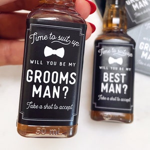 Groomsman Proposal, Groomsmen Proposal, Whiskey Shot Label, 50 ml, Groomsman Gift, Whiskey Label, Best Man Gift, Proposal, Whiskey Gift
