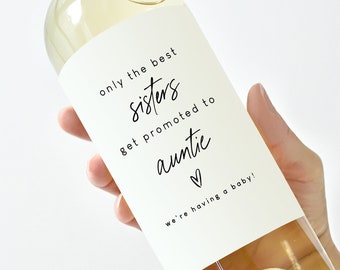 Sister Pregnancy Announcement for Aunt, Baby Announcement, Aunt Gift, Pairs Well With, Auntie Gift, Pregnancy Announcement Ideas, Wine Label