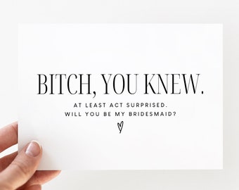 Funny Bridesmaid Proposal Card, Will You Be My Bridesmaid, Bridesmaid Gift, Black and White Minimalist, Bridesmaid Box, Maid of Honor Card