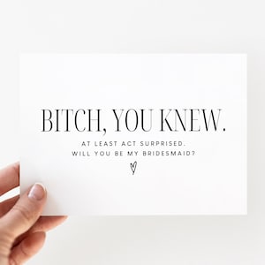 Funny Bridesmaid Proposal Card, Will You Be My Bridesmaid, Bridesmaid Gift, Black and White Minimalist, Bridesmaid Box, Maid of Honor Card