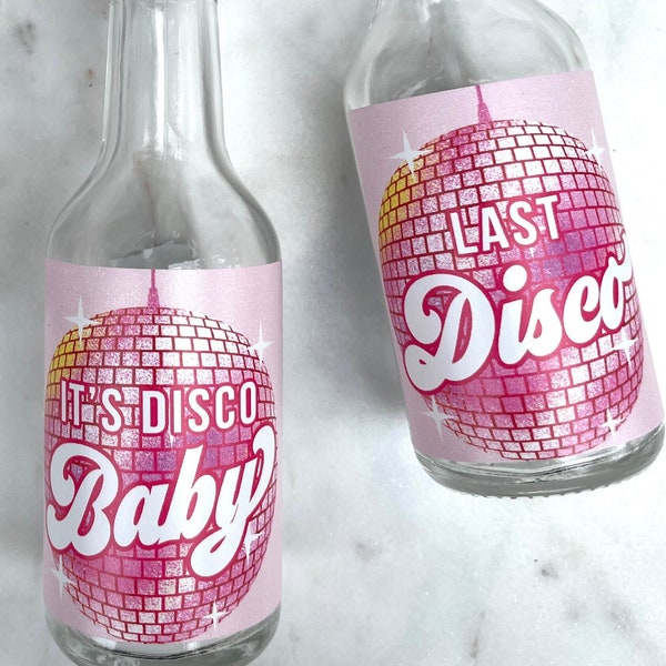 Disco Bachelorette Party Favors, 50 ml Shot Glass Label, Groovy, Retro, Cowgirl, Welcome Bags, Bachelorette Gifts, Bachelorette Decorations