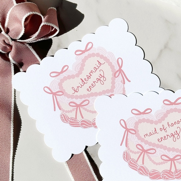 Trendy Bow Bridesmaid Proposal Card, Vintage Heart Cake, Be My Bridesmaid, Unique Bridesmaid Gift, Minimalist, Bridesmaid Box, Maid of Honor