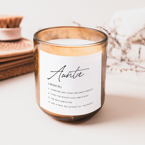 Aunt Definition Candle Label, Auntie, Pregnancy, Baby AnnouncementCandle Label, Gift for New Aunt, Sister, Birthday Gift, Christmas Gift