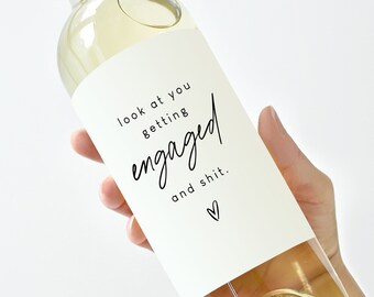 Engagement Gifts for Her, Funny Engagement Gift Ideas, Engagement Party Gifts, Wedding Planning, Fiance, Wine Labels, Wine Gift