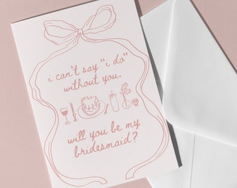 Bow Bridesmaid Proposal Card, Trendy, Will You Be My Bridesmaid, Wavy, Bridesmaid Gift, Aesthetic, Bridesmaid Box, Maid of Honor Card
