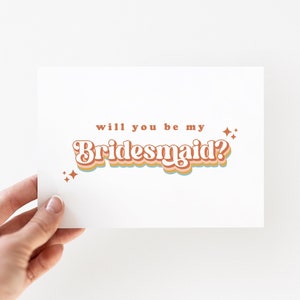 Retro Bridesmaid Proposal Card, Groovy Will You Be My Bridesmaid, Maid of Honor, Bridesmaid Gift, Boho Wedding, Box, Bridesmaid Gift