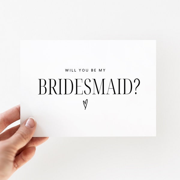 Bridesmaid Proposal Card, Will You Be My Bridesmaid, Bridesmaid Gift, Black and White Minimalist, Bridesmaid Box, Maid of Honor Card