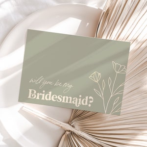 Bridesmaid Proposal Card, Will You Be My Bridesmaid, Sage Green Maid of Honor, Bridesmaid Gift, Boho Wedding, Box, Bridesmaid Gift