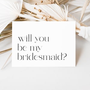 Modern Bridesmaid Proposal Card, Will You Be My Bridesmaid, Bridesmaid Gift, Black and White Minimalist, Bridesmaid Box, Maid of Honor Card