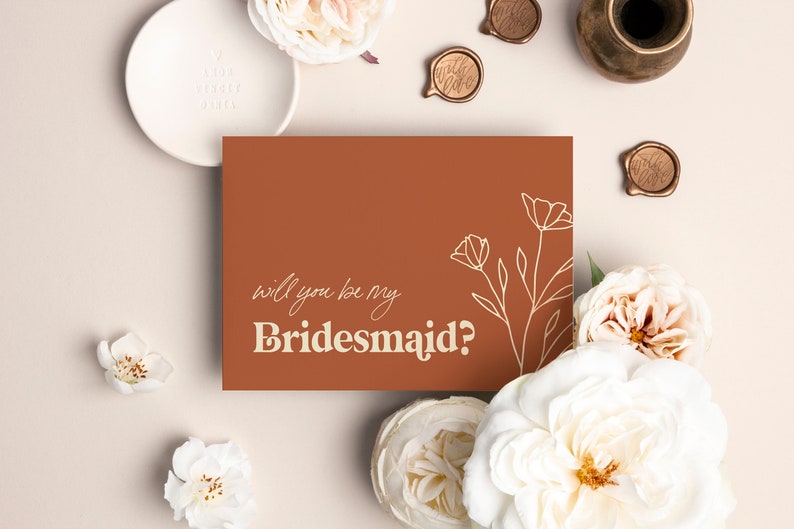 Bridesmaid Proposal Card, Will You Be My Bridesmaid, Maid of Honor, Bridesmaid Gift, Rust, Terracotta, Boho Wedding, Box, Bridesmaid Gift 