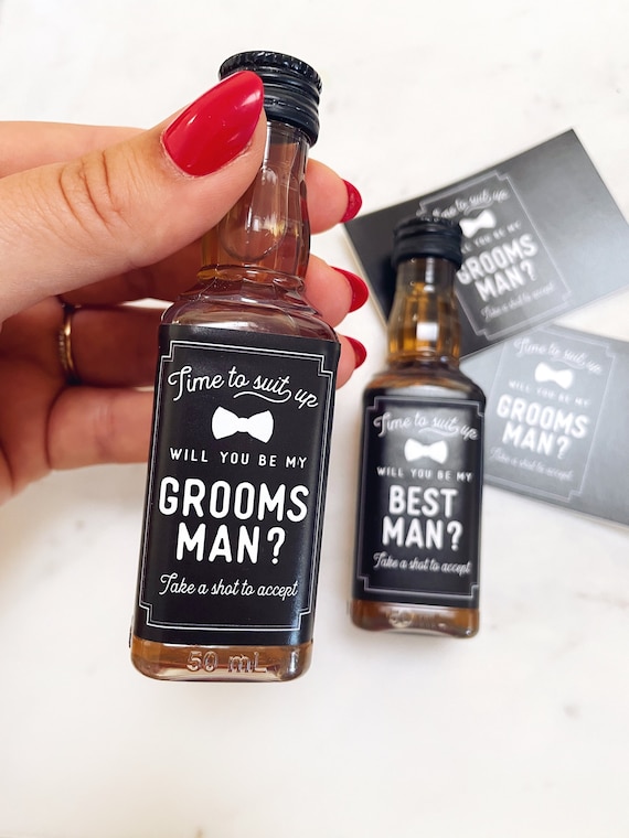 Groomsman Proposal, Groomsmen Proposal, Whiskey Shot Label, 50 ml, Groomsman Gift, Whiskey Label, Best Man Gift, Proposal, Whiskey Gift