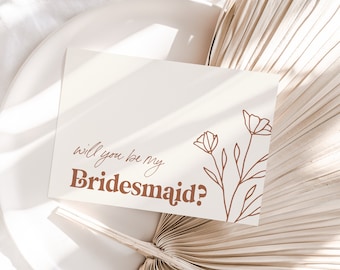 Bridesmaid Proposal Card, Will You Be My Bridesmaid, Maid of Honor, Bridesmaid Gift, Rust, Terracotta, Boho Wedding, Box, Bridesmaid Gift