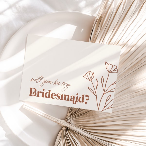 Bridesmaid Proposal Card, Will You Be My Bridesmaid, Maid of Honor, Bridesmaid Gift, Rust, Terracotta, Boho Wedding, Box, Bridesmaid Gift