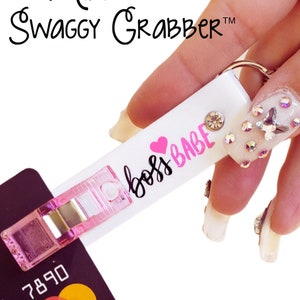 Originele Swaggy Grabber Card Grabber sleutelhanger voor lange nagels, sieradenhulpmiddel, armband- en kettinghouder, kaartgrijper, benzinepompgereedschap