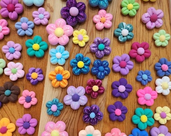 Handmade Clay Flowers JUST Flowers only, Air Dry foam clay flowers for diy mirror, vanity or wall, Custom Colors, Event, bridal, baby shower