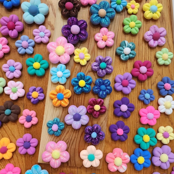 Handmade Clay Flowers JUST Flowers only, Air Dry foam clay flowers for diy mirror, vanity or wall, Custom Colors, Event, bridal, baby shower