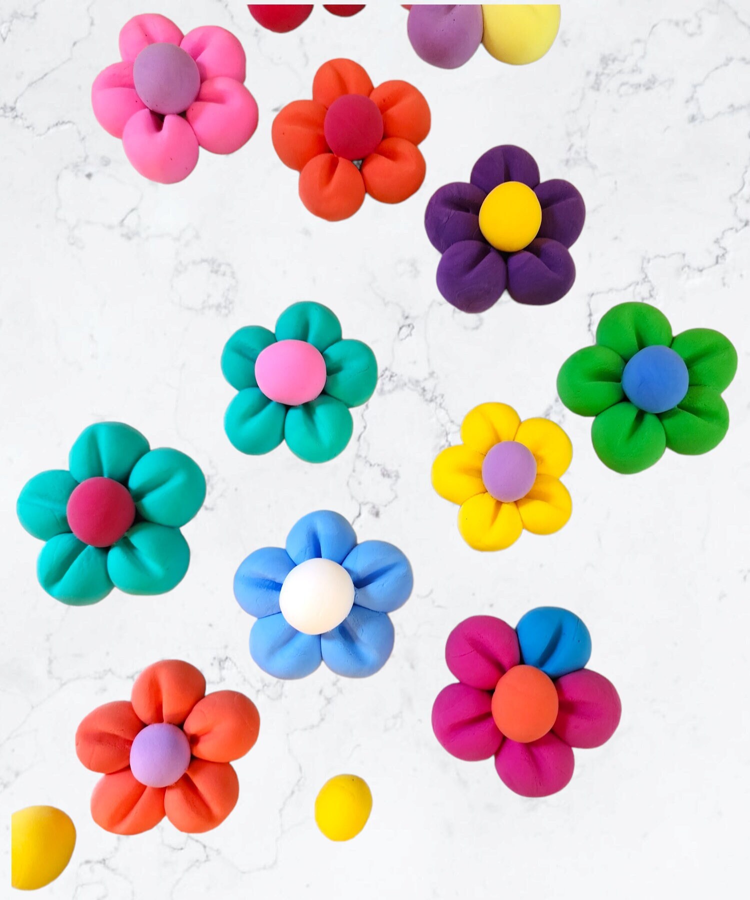 Handmade Clay Flowers JUST Flowers Only, Air Dry Foam Clay Flowers