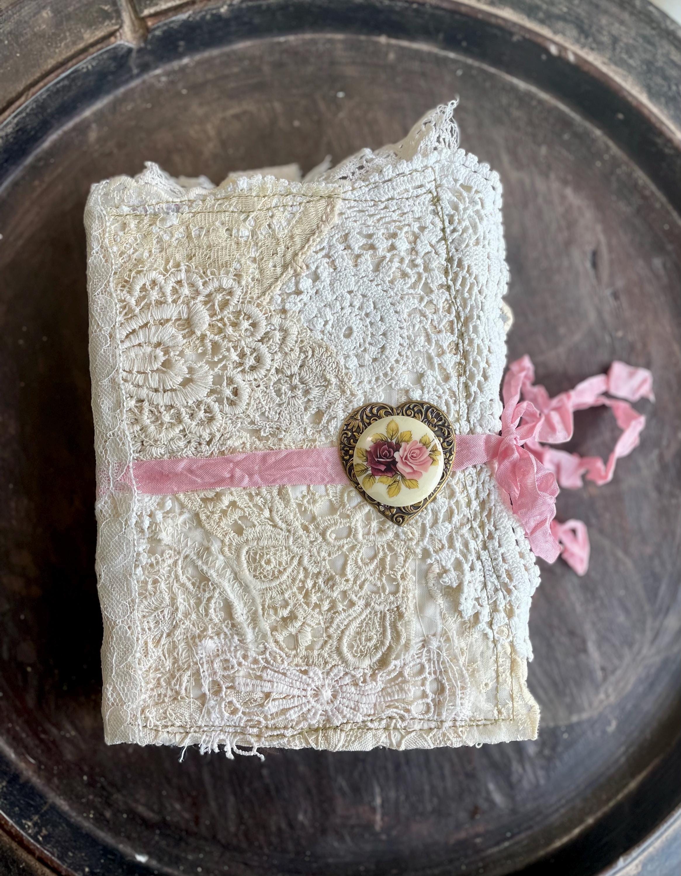 Handmade Vintage Lace Love Journal Romantic Junk Journal
