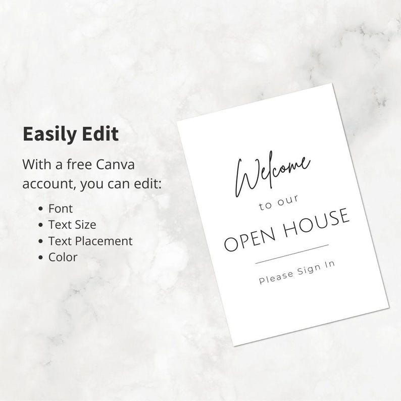 Real Estate Open House Printable Sign With Guest Sign-in Sheet Editable ...