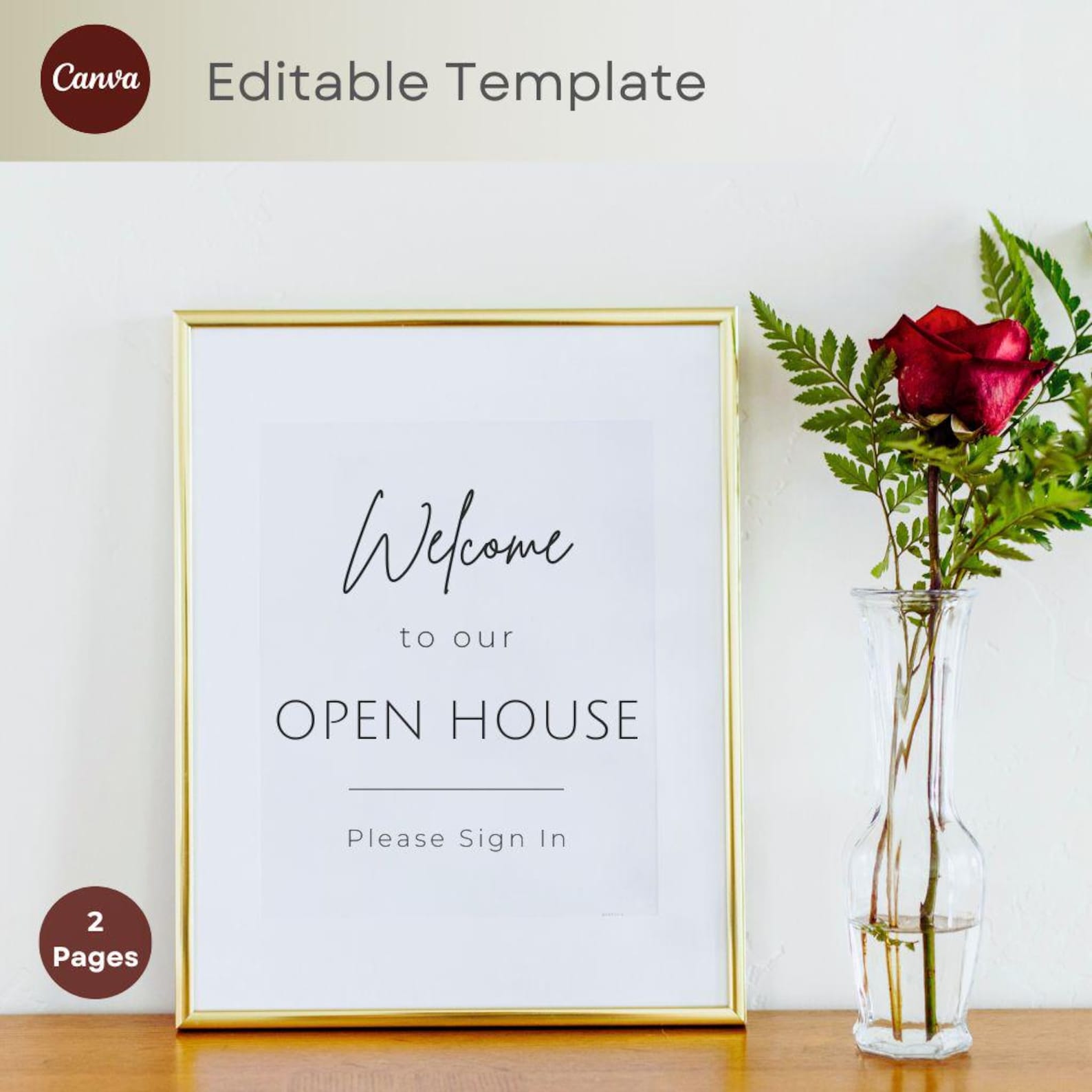 Real Estate Open House Printable Sign With Guest Sign-in Sheet Editable ...